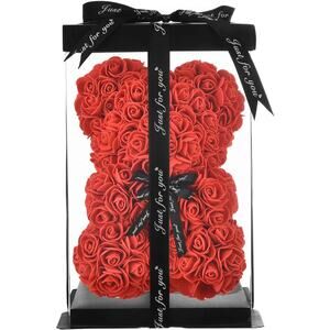 Always -and- Forever Flower Bear - Red - Valentine, Birthday & Anniversary Gift